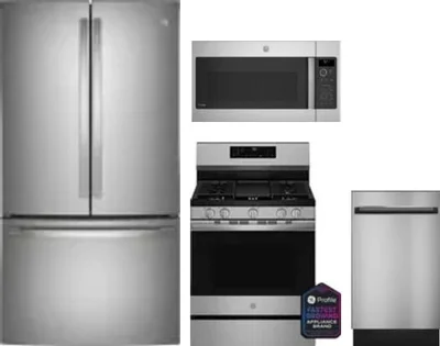 4 Piece Package Includes Refrigerator, Range, Microwave And Dishwasher